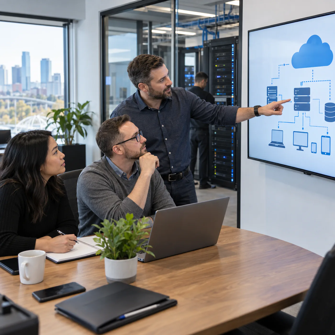 Cloud services Edmonton consultant planning a business cloud migration with local staff